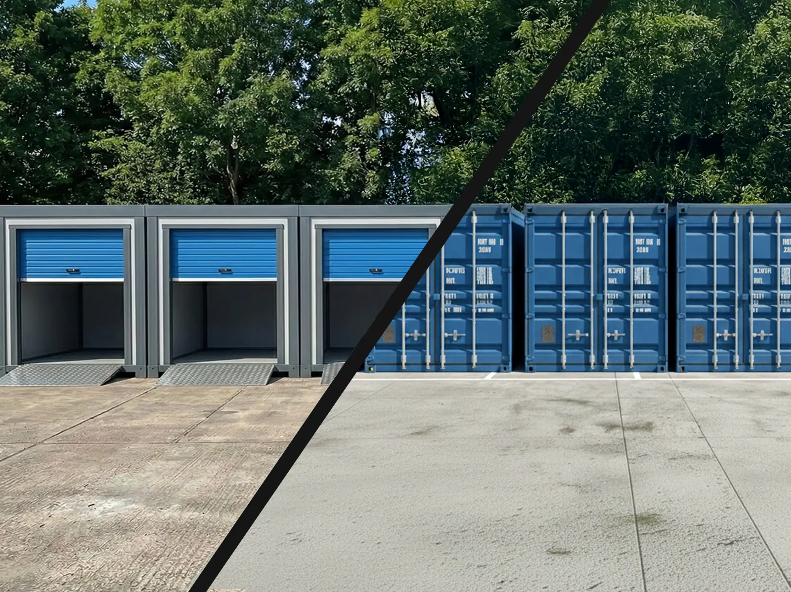 Comparison of strongholds storage and shipping container storage units with drive up access